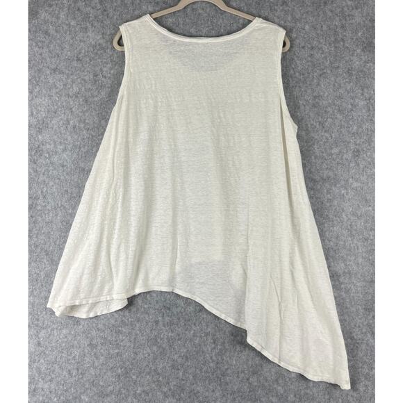 Eileen Fisher Linen Top Womens 1X White Asymmetrical Beachy Lagenlook Coastal - Picture 10 of 13